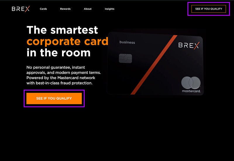 Brex personalized pricing page
